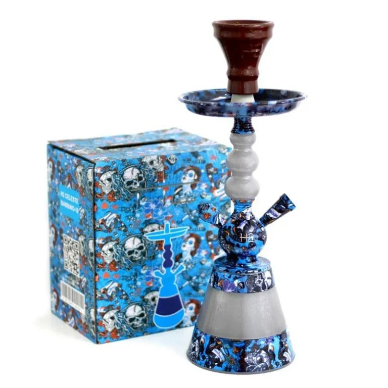 H2 Bambino 3 Boules waterpijp blauw glow-in-the-dark shisha