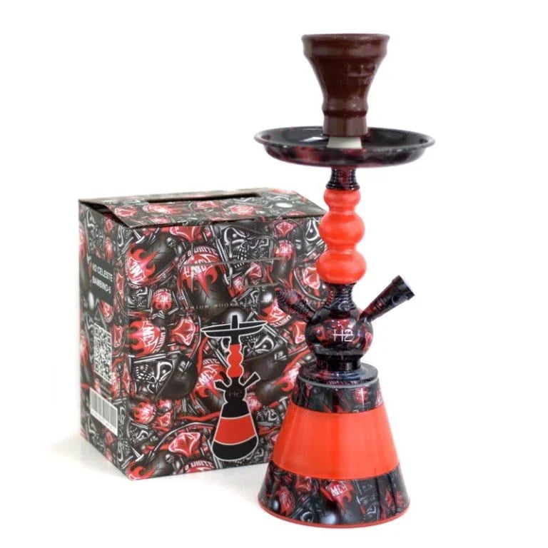 H2 Bambino 3 Boules rode waterpijp met glow effect