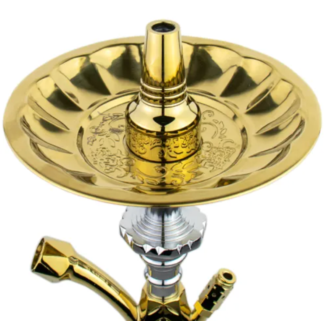 Traditionele hookah Khan Panoramix-S Silver – waterpijp met glazen vaas