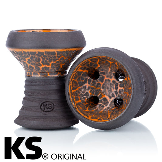 KS Appo Lava Orange tabakskop – handgemaakte stenen shisha kop met lava-oranje glazuur uit Duitsland