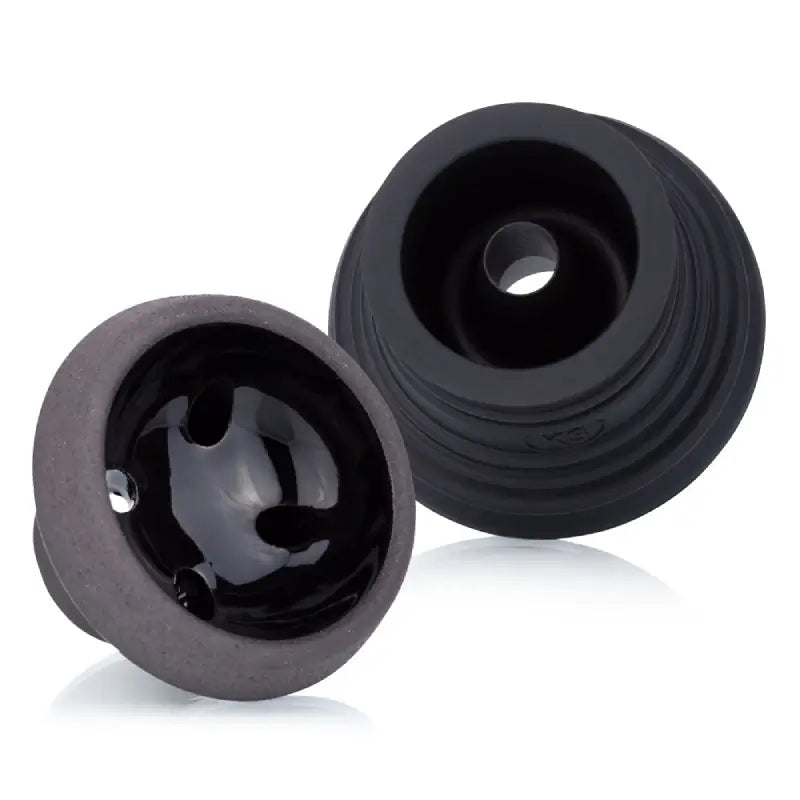 KS APPO Silko Shiny Black – luxe waterpijp tabakskop van steen met melassevanger, hoogglans zwart en silicone basis.