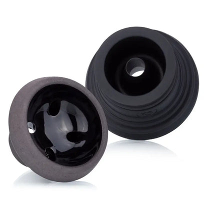 KS APPO Silko Shiny Black – luxe waterpijp tabakskop van steen met melassevanger, hoogglans zwart en silicone basis.