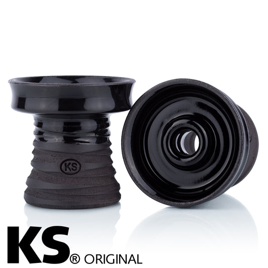 KS Player Noir Shiny Black tabakskop – handgemaakte stenen shisha kop uit Duitsland