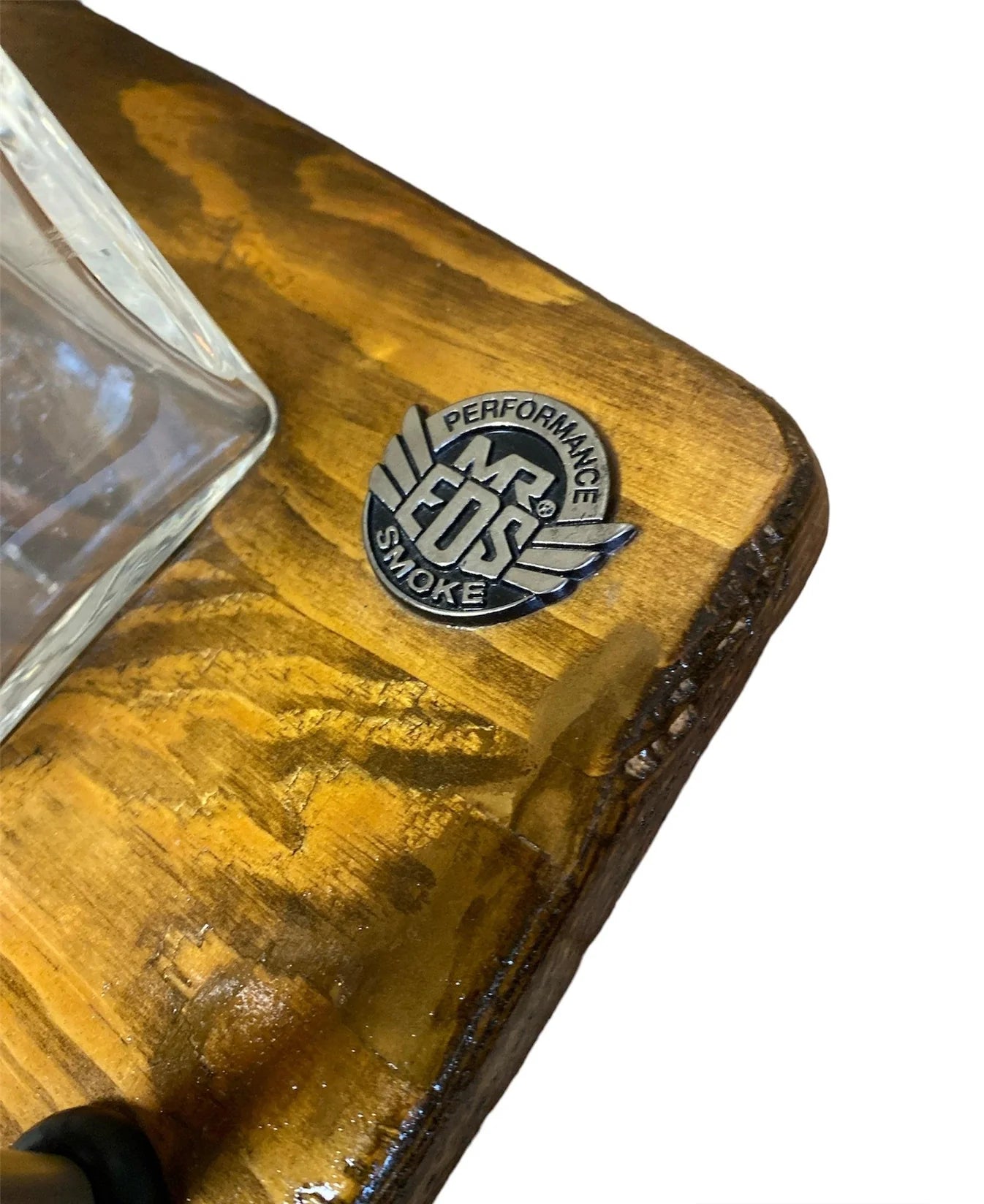 MR EDS E15 Paris premium shisha met modern design, glazen vaas, houten standaard en draagtas voor mobiel gebruik.