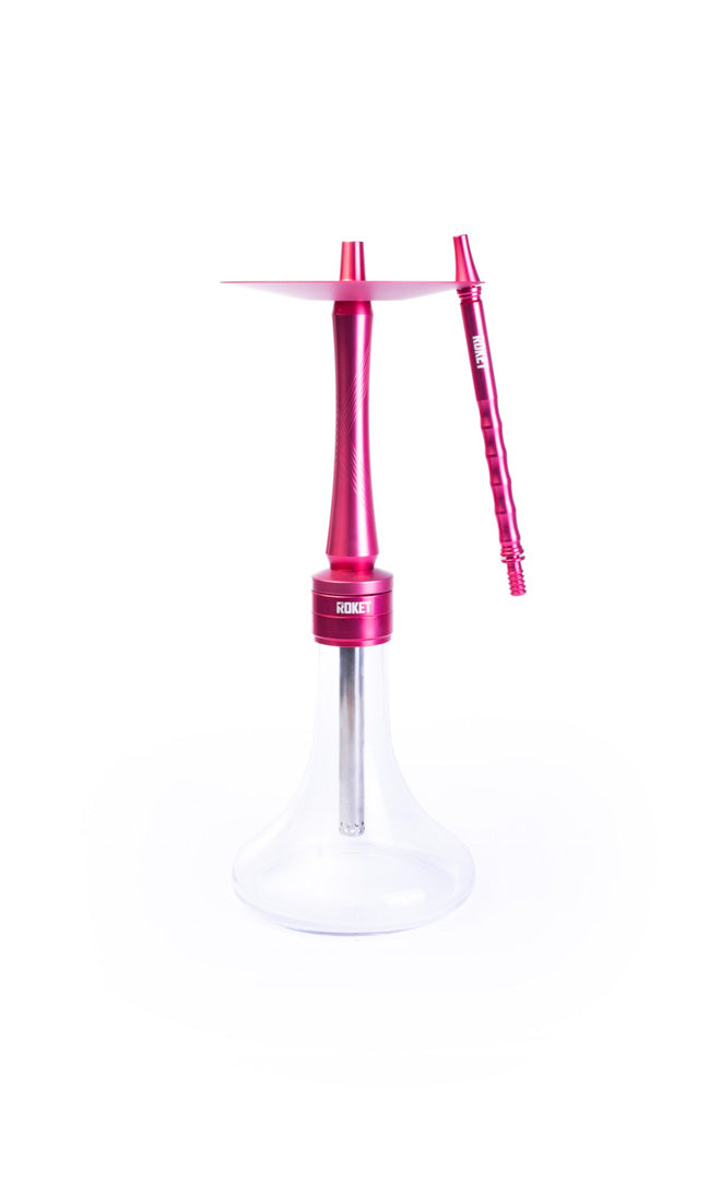 Mr Eds E17 Rocket roze waterpijp met aluminium body en glazen vaas voor premium shisha sessies