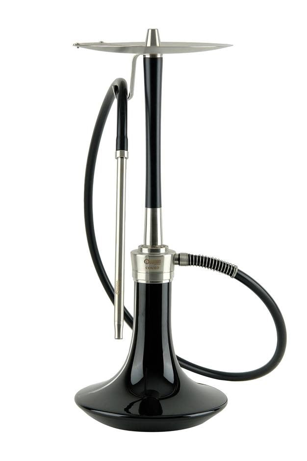 Oduman Cosmo Hookah Silver Black luxe waterpijp met zwarte glazen vaas