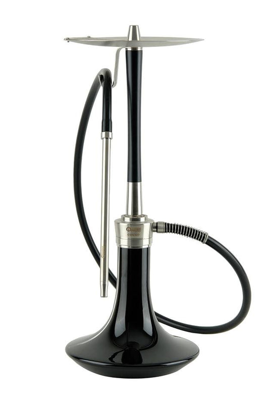 Oduman Cosmo Hookah Silver Black luxe waterpijp met zwarte glazen vaas