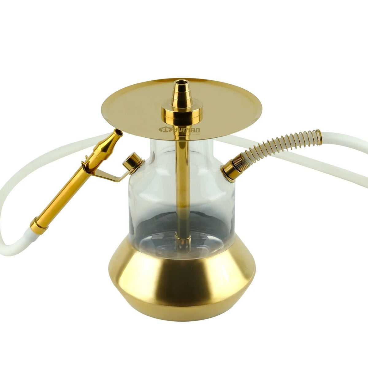 Oduman N4 Gold glass hookah of 28 cm with gold-coloured base and tray