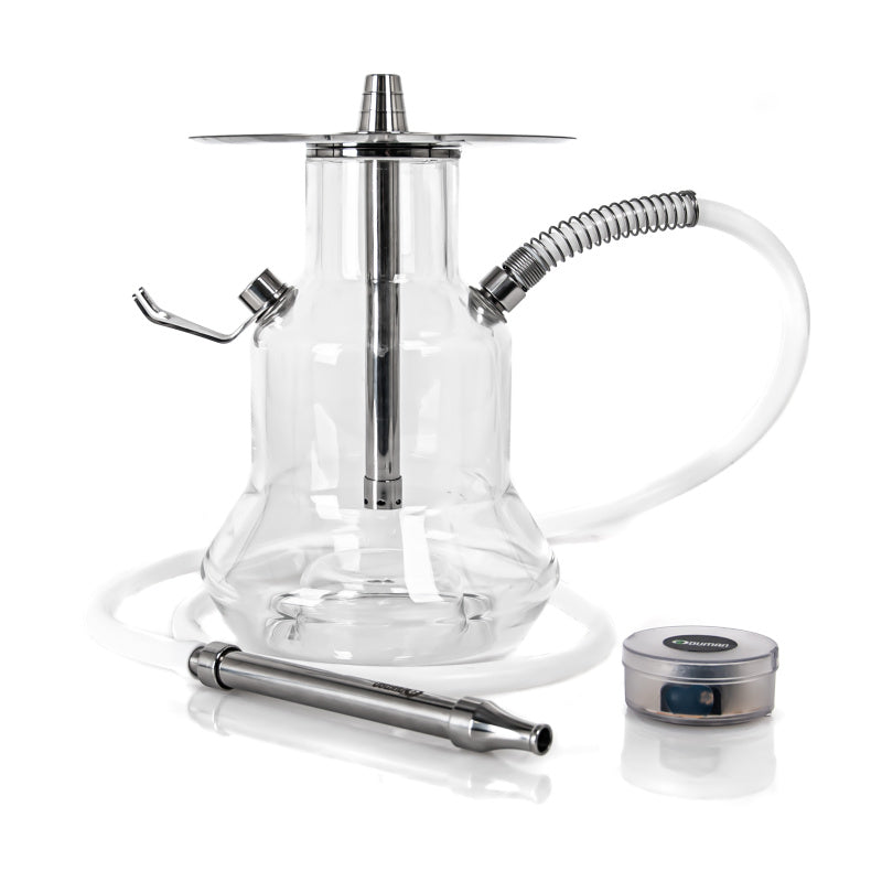 Oduman N4 Shisha Clear Glass – moderne glazen waterpijp met LED-verlichting