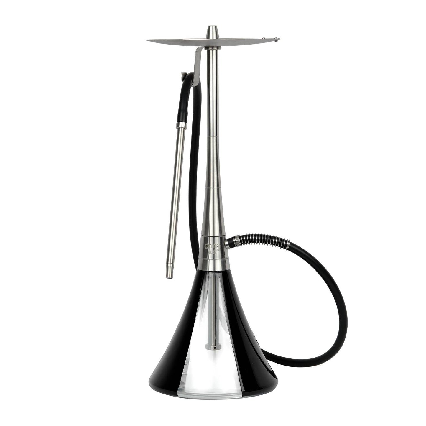 Oduman Orion Hookah Silver Black luxe waterpijp met zwarte glazen vaas