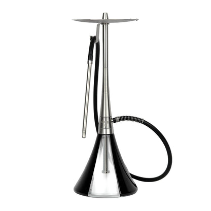 Oduman Orion Hookah Silver Black luxe waterpijp met zwarte glazen vaas