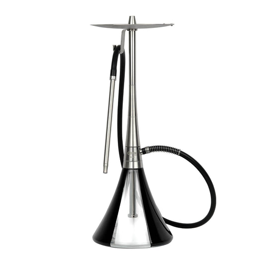 Oduman Orion Hookah Silver Black luxe waterpijp met zwarte glazen vaas