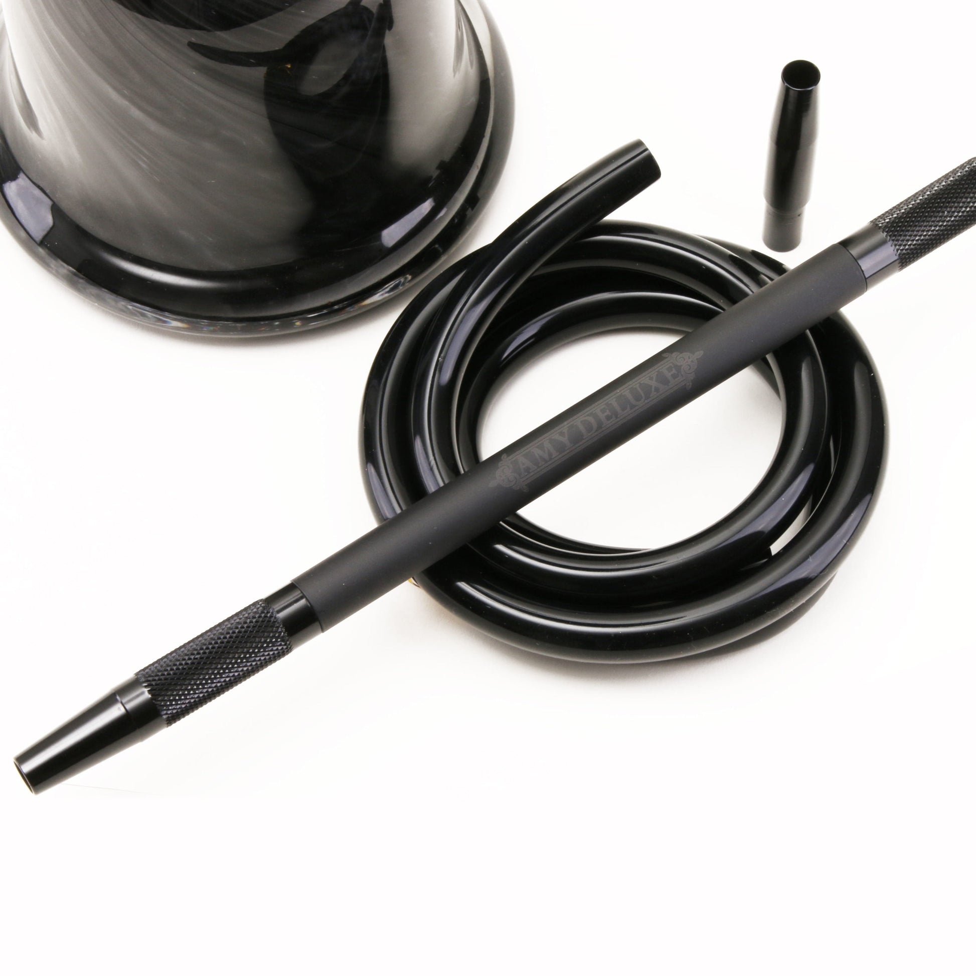 Amy Deluxe Siliconen Slang Aluminium Mondstuk S238 Zwart - Shisha Smaak