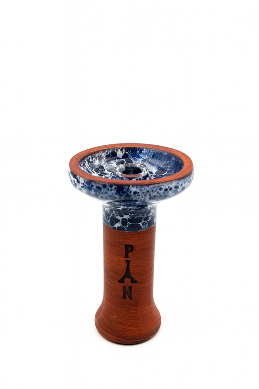 Panama phunnel tabakskop blauw glanzend keramiek met premium afwerking voor shisha