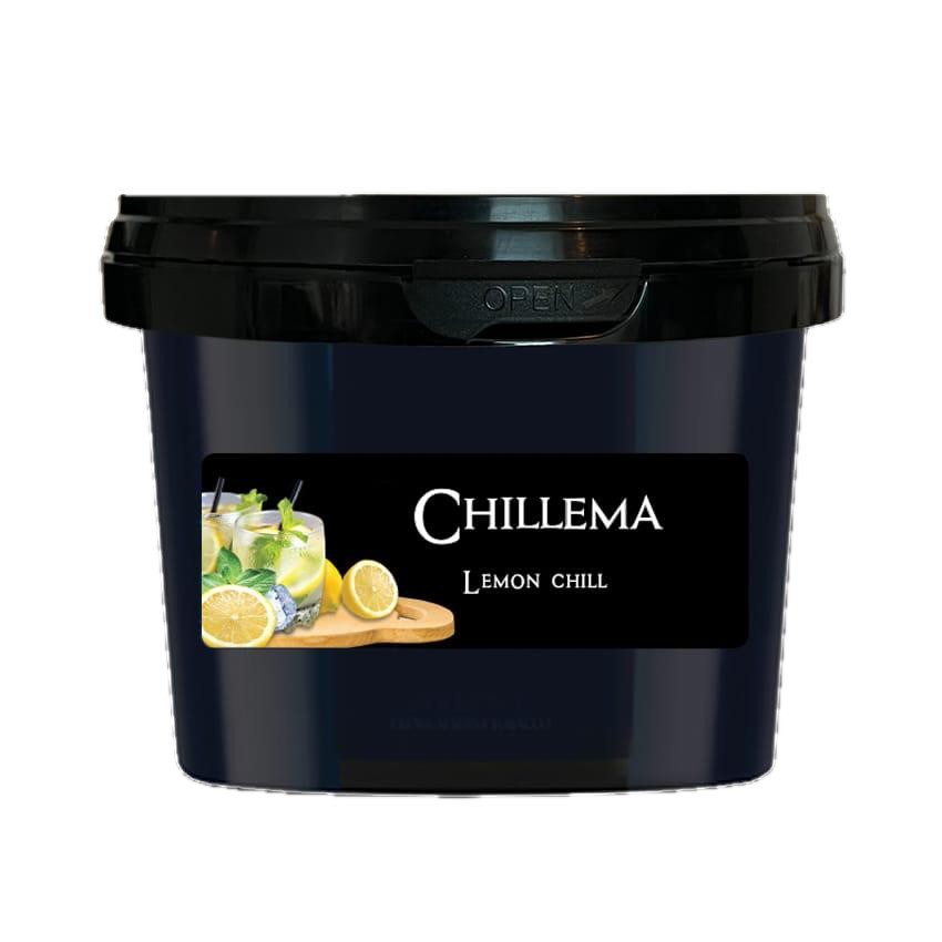 Paradise Chillema Lemon Chill steam stones in a black 200 gram tub with lemonade, lemon and mint on the label
