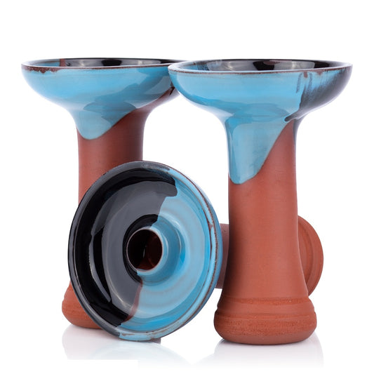 Phunnel Bowl Natur Black-Blue – moderne handgemaakte shisha tabakskop van steen en klei met zwart-blauw design en perfecte warmtebeheersing.