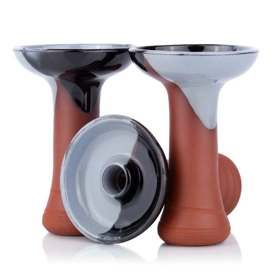 Phunnel Bowl Natur Black-Grey – premium handgemaakte shisha tabakskop van steen en klei met zwart-grijs design en perfecte warmteverdeling.