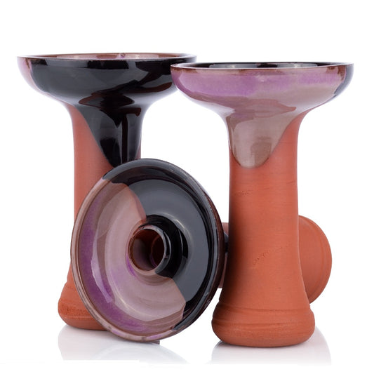 Phunnel Bowl Natur Black-Purple shisha tabakskop, handgemaakt van steen en klei met optimale warmteverdeling.