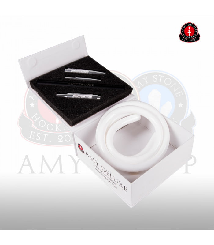 Amy Deluxe Siliconen Slang Aluminium Mondstuk S238 Wit - Shisha Smaak