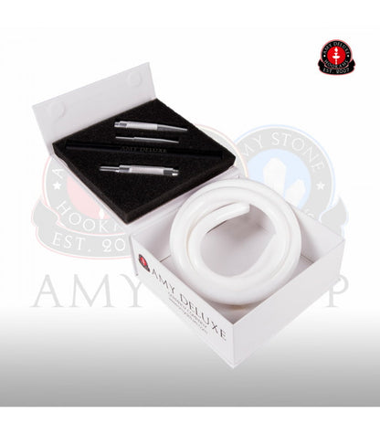 Amy Deluxe Siliconen Slang Aluminium Mondstuk S238 Wit - Shisha Smaak