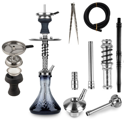 smokah_fua_pro_zwart_rvs_waterpijp_met_dubbel_koolteller_en_diffuser