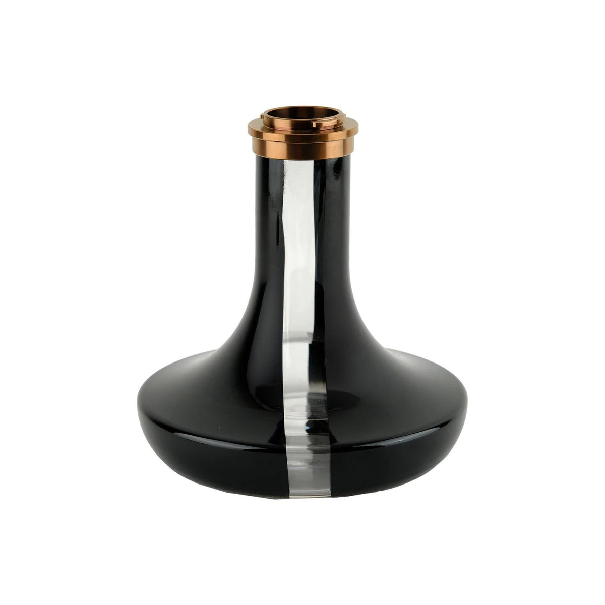 Zwarte glazen vaas van de Oduman Infinity met bronzen schroefrand